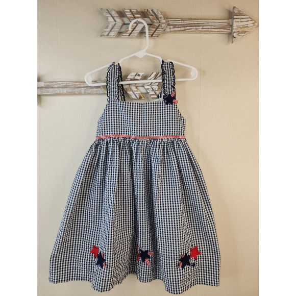 Sophie Rose Other - Girls Sophie Rose Navy White Gingham Red Star Casual Dress 4T
